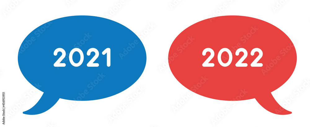 New year vector concept, communication, one says 2021, the other says 2022 New year vector concept, communication, one says 2021, the other says 2022