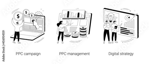 Digital marketing plan abstract concept vector illustrations.
