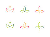 Ayurveda yoga spa purity meditation calm lotus company logo orange green bright colors
