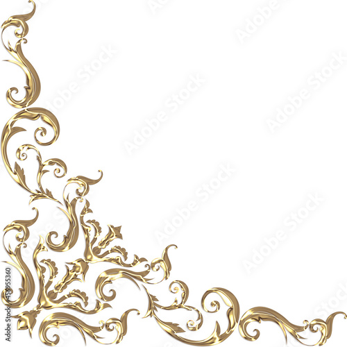 3D-image gold corner ornament for ceiling decoration