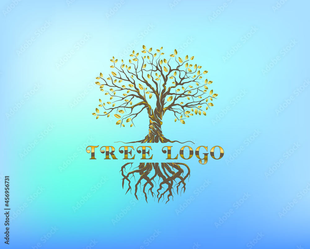 golden tree logo with the name in the middle Stock Vector Adobe Stock