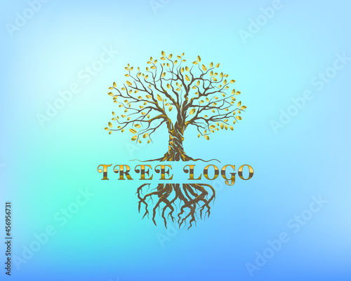 golden tree logo with the name in the middle