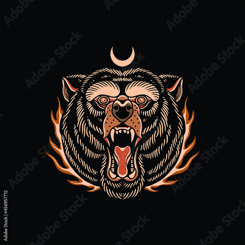 bear tattoo illustration vector design