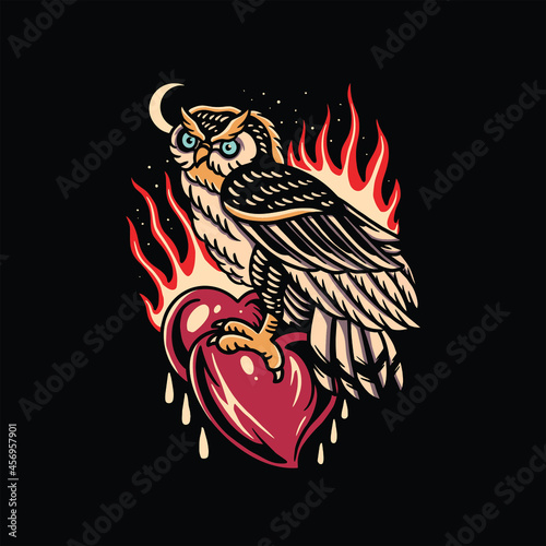 owl tattoo illustration vector design