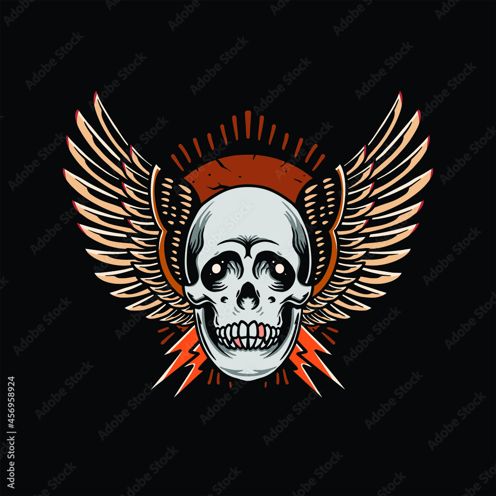Fototapeta premium skull tattoo illustration vector design
