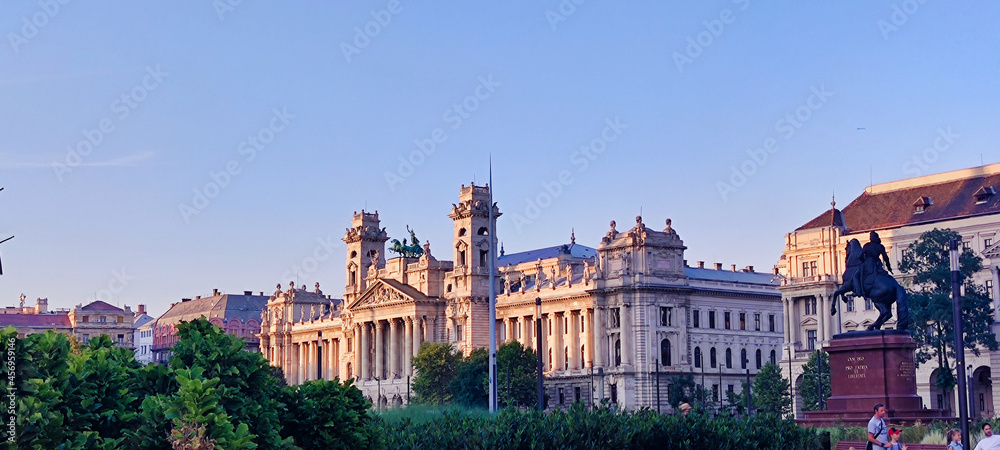 View of the facade of the Museum of Ethnography in Budapest. Hungary. Europe