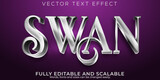 Metallic swan text effect, editable shiny and elegant text style