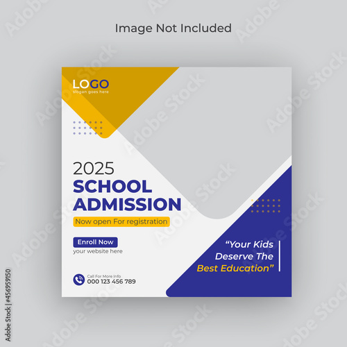 School admission social media and web banner, flyer, facebook cover photo template
