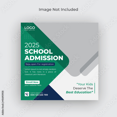 School admission social media and web banner, flyer, facebook cover photo template
