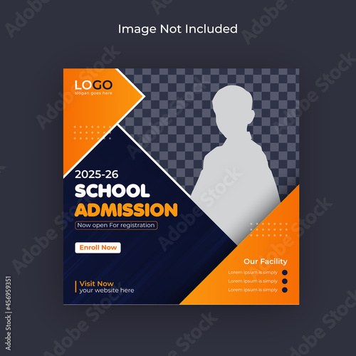 School admission social media and web banner, flyer, facebook cover photo template
