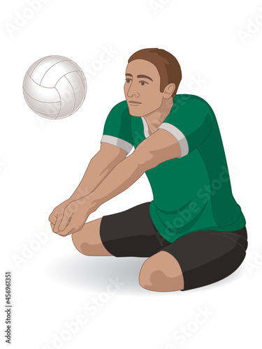 para sports paralympic sitting volleyball, physical disabled male athlete amputee, hitting volleyball isolated on white background