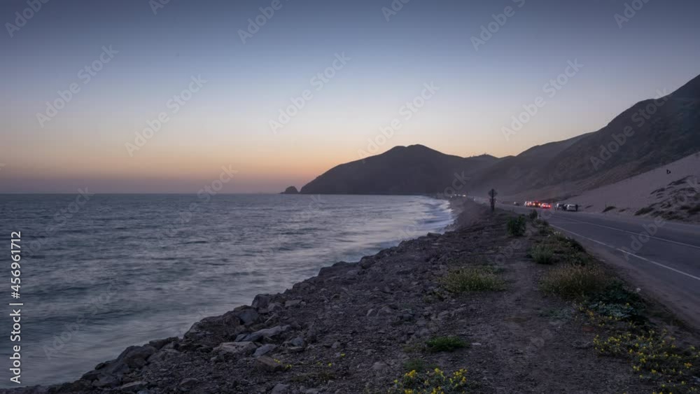 Malibu Time Lapse Sunset PCH Pacific Coast Highway Light streaks, Cars Transport autos
