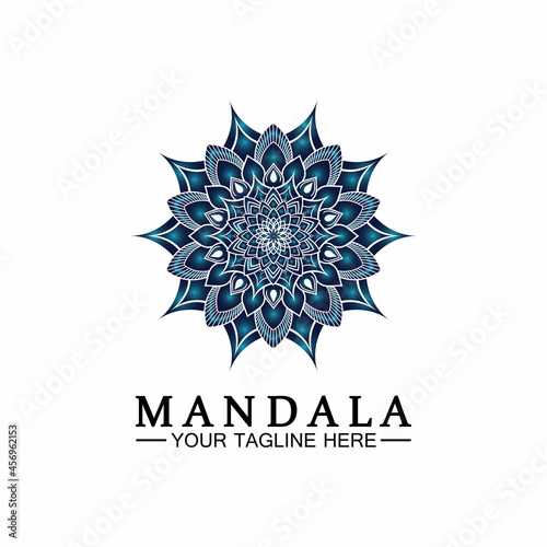 Circle pattern petal Flower Mandala Vector logo template illustration. Colorful template for spiritual retreat or yoga studio,Ornamental business cards,vintage luxury, ornamental decoration