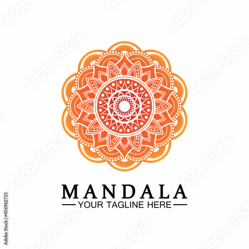Circle pattern petal Flower Mandala Vector logo template illustration. Colorful template for spiritual retreat or yoga studio,Ornamental business cards,vintage luxury, ornamental decoration