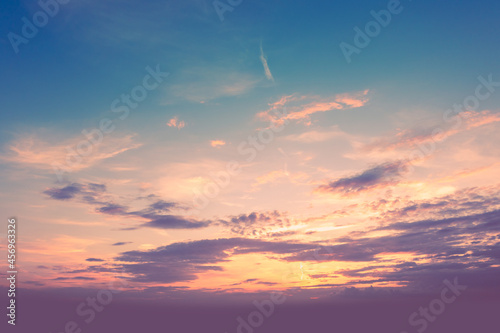 Fototapeta Naklejka Na Ścianę i Meble -  Colorful cloudy sky at sunset. Gradient color. Sky texture. Abstract nature background