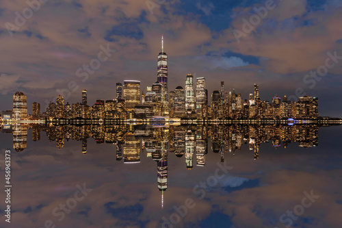 View from Jersey City of Lower Manhattan with the One World Trade Center, New York City, New York State