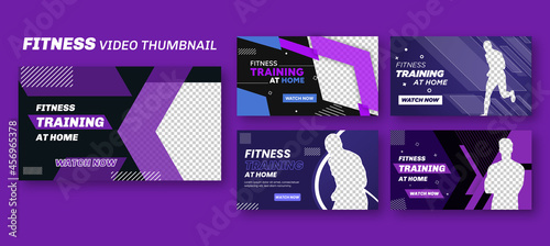 Fitness and gym social banner and video and youtube thumbnail template.(eps, ai file) fully editable template.