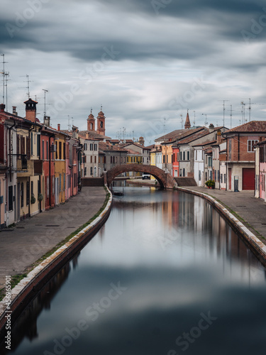 One of the main canal streets in Comacchio, the Venice of the province of Ferrara, Comacchio, Emilia Romagna photo