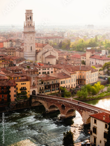 View of Ponte Pietra from Castel San Pietro, Verona, Veneto