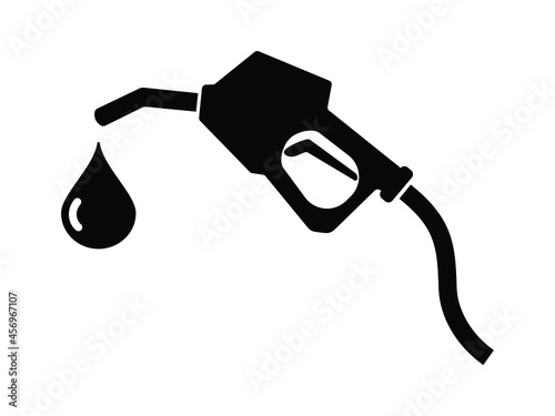 Fuel pump nozzle sign.Gasoline, Gas station icon. Vector illustration of fueling nozzle gasoline, diesel, gas isolated on white background. Petroleum fuel pump template. Pump nozzle, oil dripping.