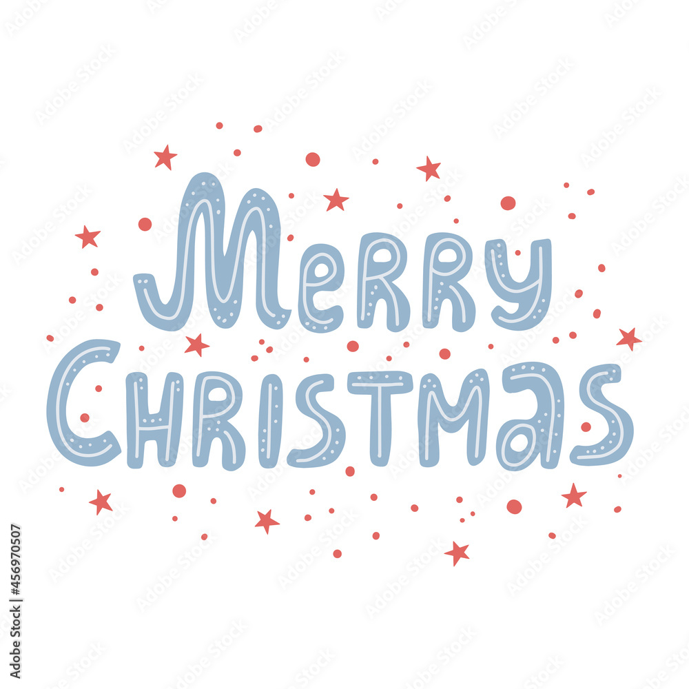 Merry christmas hand drawn lettering isolated on white background. Vector holiday illustration element. Merry Christmas script
