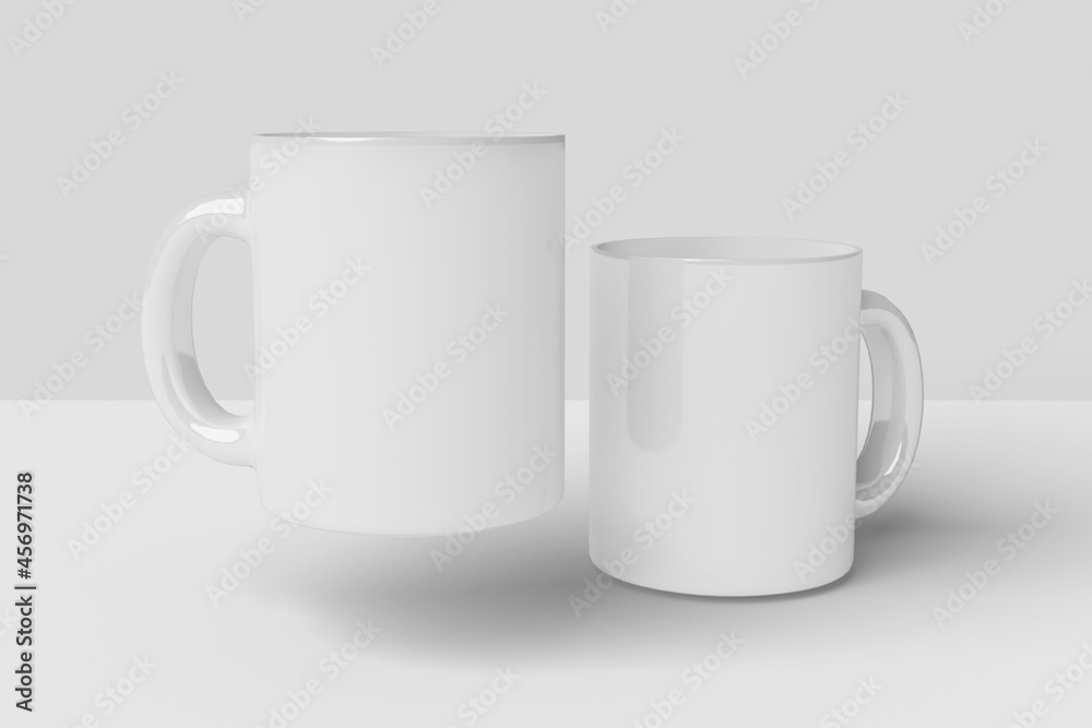 Realistic White Mug Illustration for Branding Mockup. 3D Render. Realistic White Mug Illustration for Branding Mockup. 3D Render.