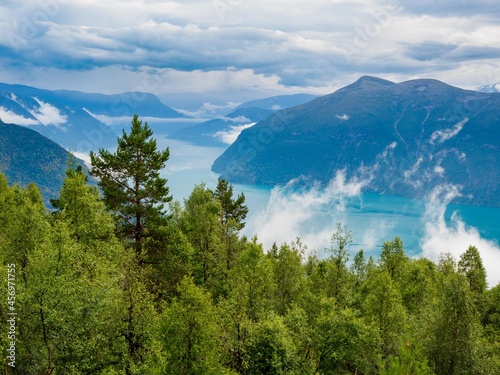 Views of LustraFjord from Molden hike in Norway