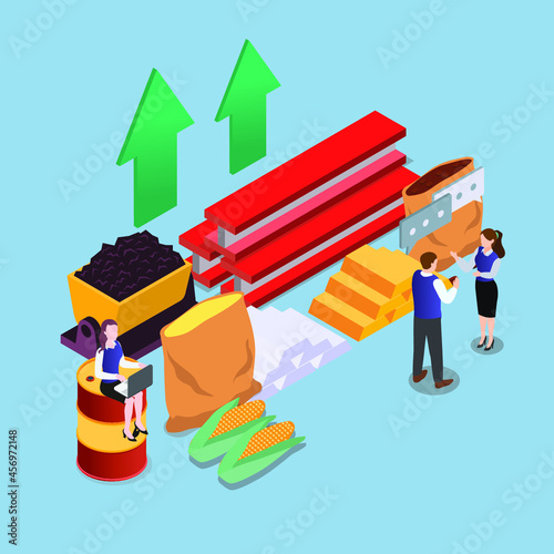 Commodity business trading 3d isometric vector illustration concept for banner, website, landing page, ads, flyer