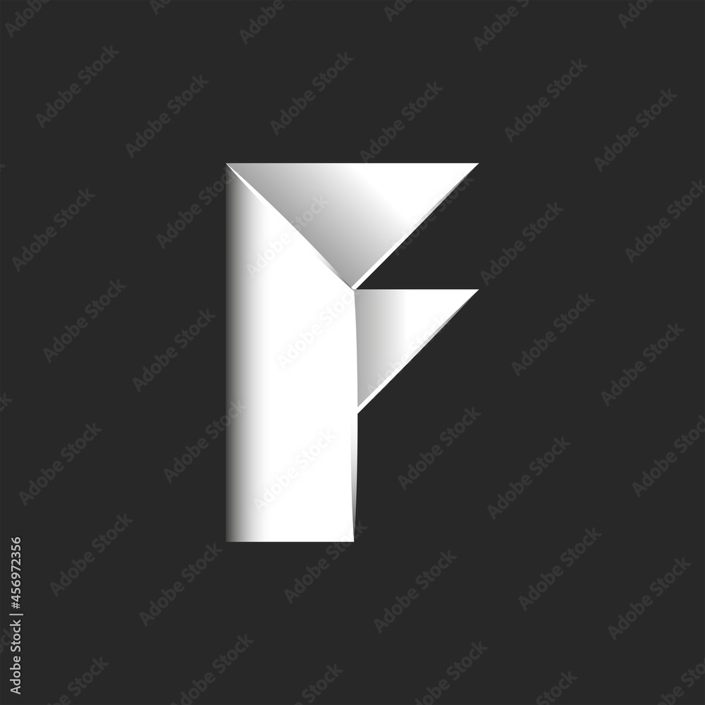 Bold letter F logo initial, black and white gradient typography design mockup, sharp geometric shape. Bold letter F logo initial, black and white gradient typography design mockup, sharp geometric shape.