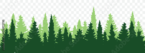 Coniferous forest silhouette. Forest background. Forests landscape. Flat vector illustration