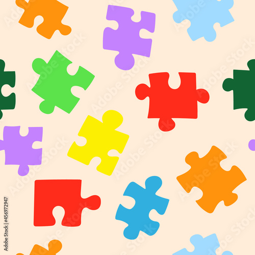 Seamless background. Puzzle pattern. Geometric pattern. Vector illustration. Pink pattern