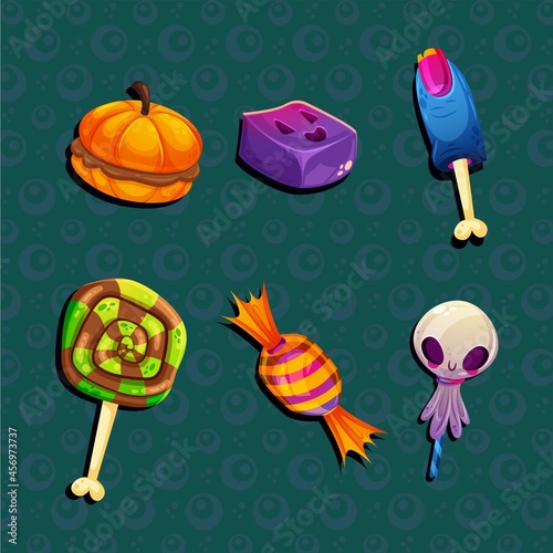 flat halloween sweets collection vector design illustration