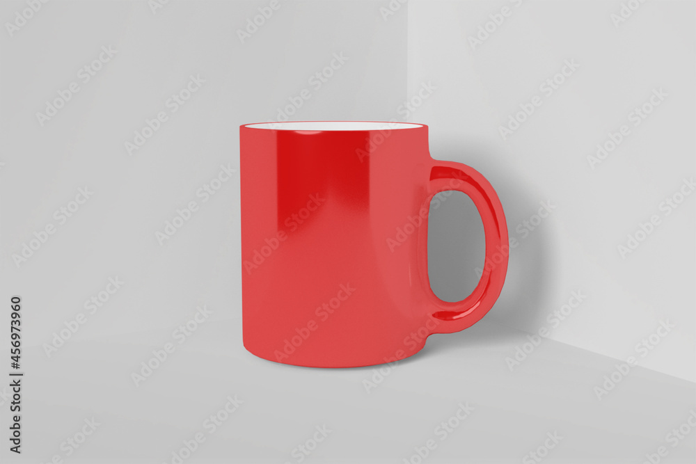 Realistic Red Mug Illustration for Branding Mockup. 3D Render. Realistic Red Mug Illustration for Branding Mockup. 3D Render.