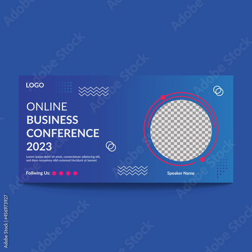 Conference web banner or social media horizontal banner design.Business webinar invitation design