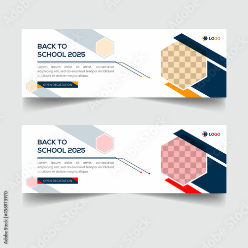 Back to School 2025  Cover Photo Design Template, creative shape, banner, poster, social media post design template, back to school ads design, back to school cover photo banner, social media kids