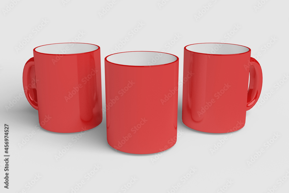 Realistic Red Mug Illustration for Branding Mockup. 3D Render. Realistic Red Mug Illustration for Branding Mockup. 3D Render.