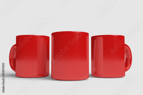 Realistic Red Mug Illustration for Branding Mockup. 3D Render.