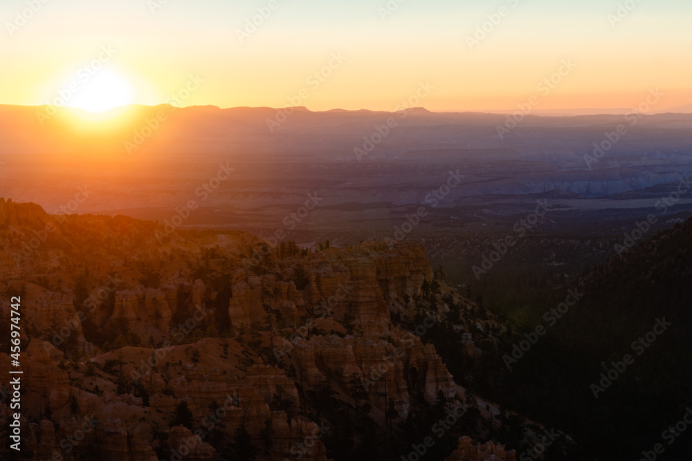 Sunrise in Bryce Canyon National Park. Abstract landscape