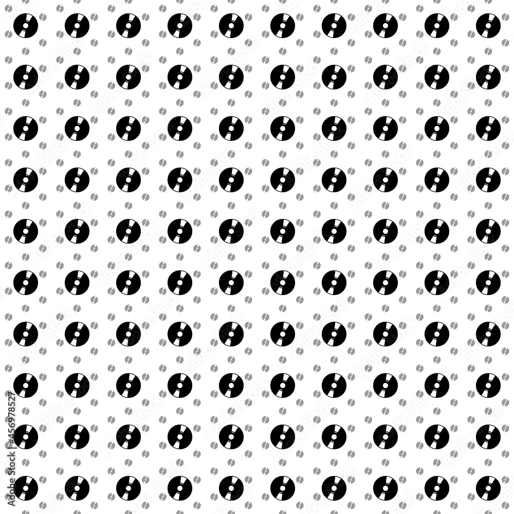 Square seamless background pattern from geometric shapes are different sizes and opacity. The pattern is evenly filled with big black cd symbols. Vector illustration on white background