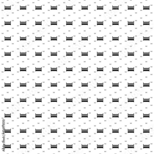 Square seamless background pattern from black baby cot symbols are different sizes and opacity. The pattern is evenly filled. Vector illustration on white background