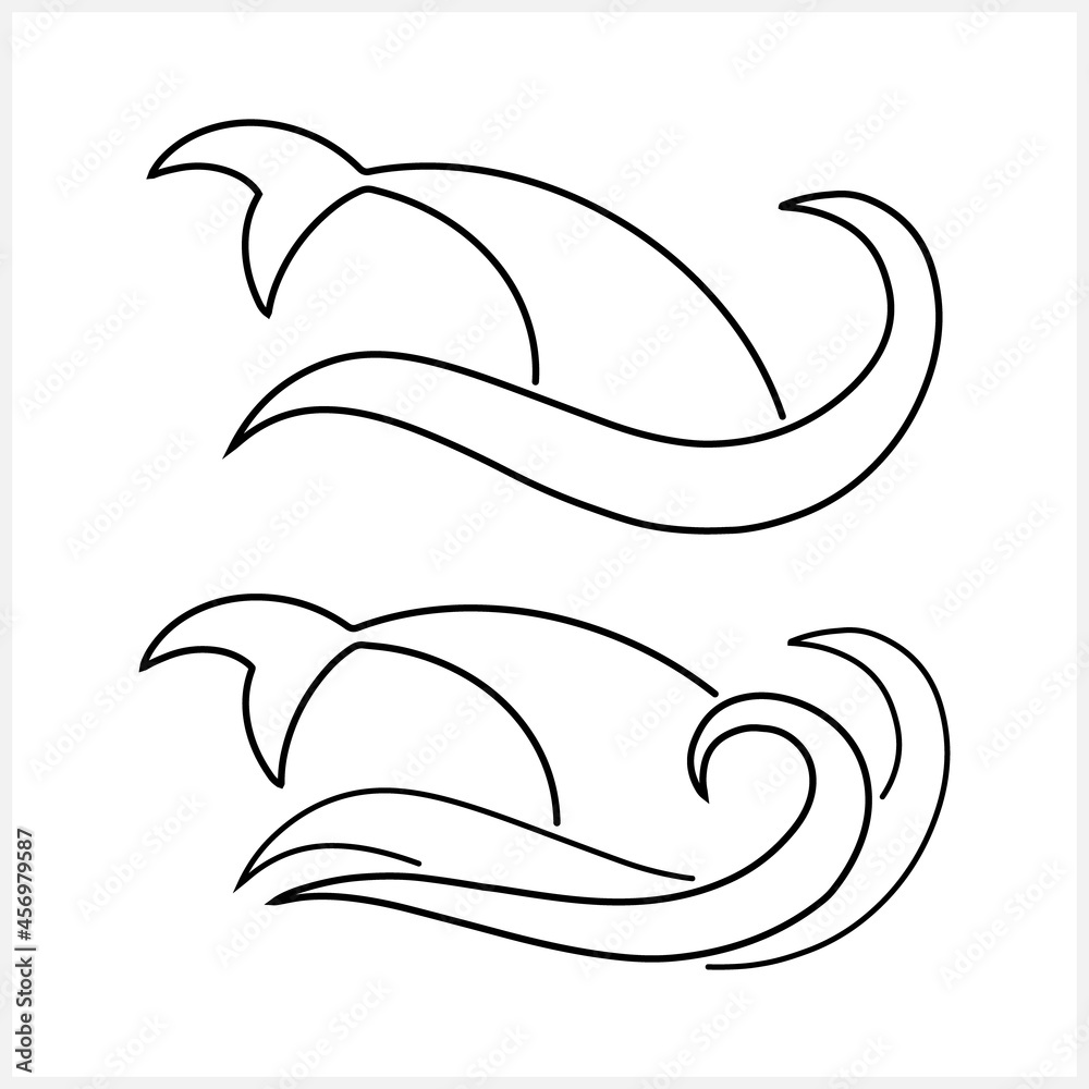 Summer icon with shark fin on wave isolated on white. Sketch fish. Animal vector stock illustration. EPS 10 Summer icon with shark fin on wave isolated on white. Sketch fish. Animal vector stock illustration. EPS 10