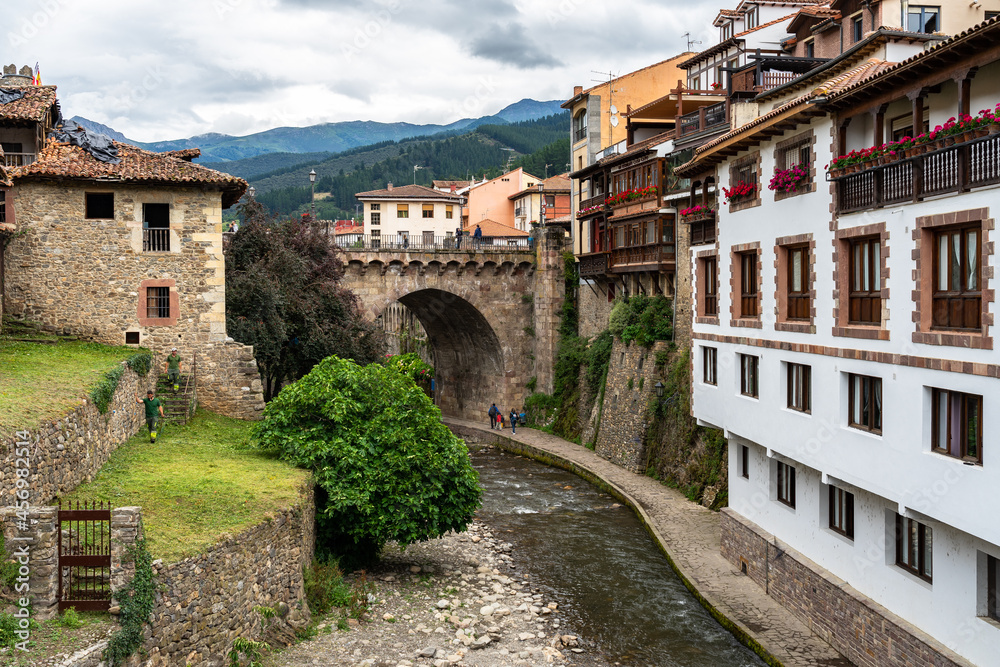 Potes village in Cantabria, Spain.