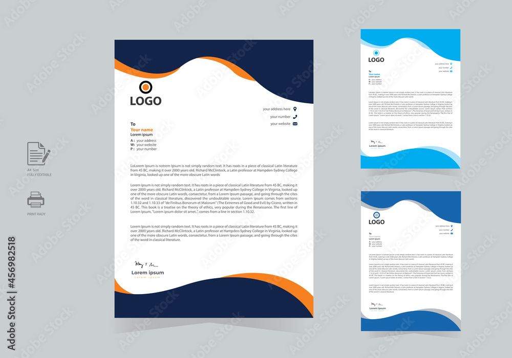 Letterhead design template. Modern and Elegant business corporate design vector file. Adobe Illustrator