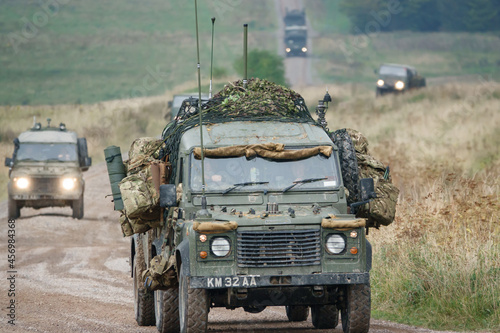 Fotografiet British army Land Rover Wolf 4×4 military medium utility vehicle fully loaded wi