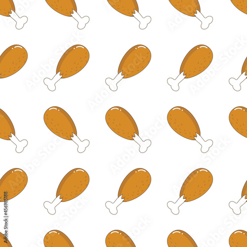 Obraz na płótnie Crispy fried chicken seamless vector pattern, ideal for menus, cards, textile design, food packaging w salonie
