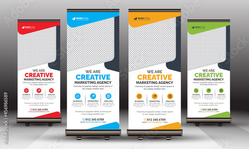 Corporate Roll Up Banner, Modern X Banner Signage Standee Template Design