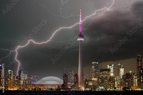 Canvas Print Stormy night in Toronto city Canada