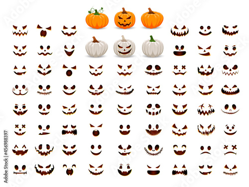 The main symbol of the Happy Halloween holiday. Orange pumpkin with smile for your design for the holiday Halloween.Collect your own pumpkin.