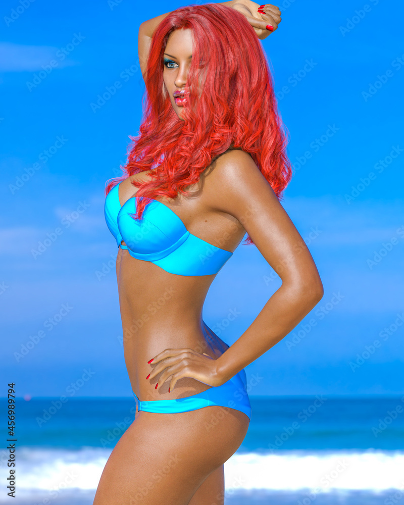 Fototapeta premium Woman swimsuit on beach.