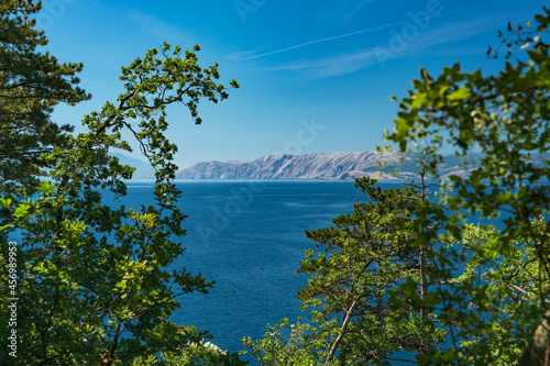 View from the Croatian Adriatic coast to the island of Krk.